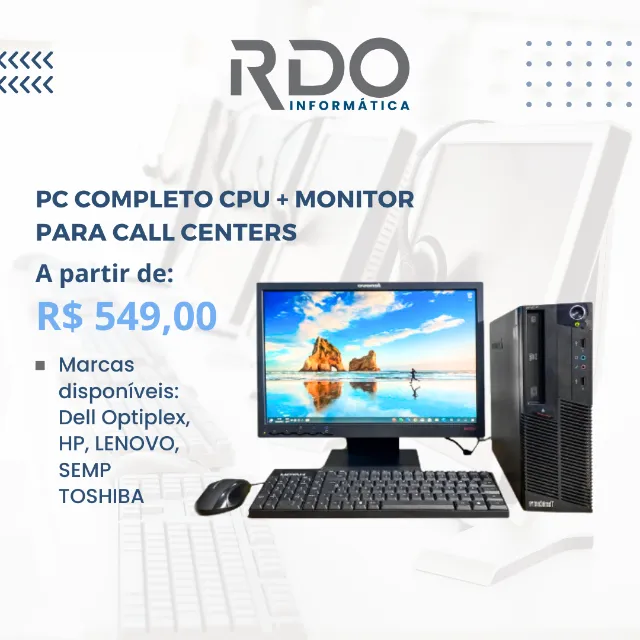 PC Completo Cpu + Monitor para Call Centers