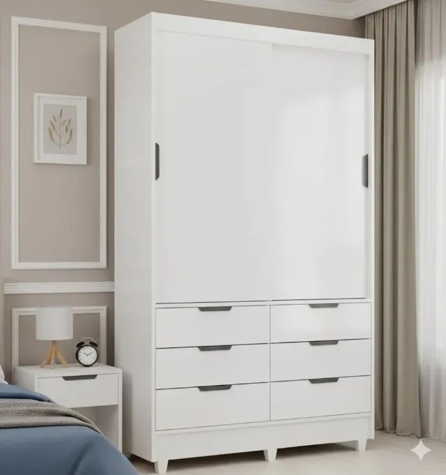 Guarda roupa sevilha solteiro com portas de correr branco