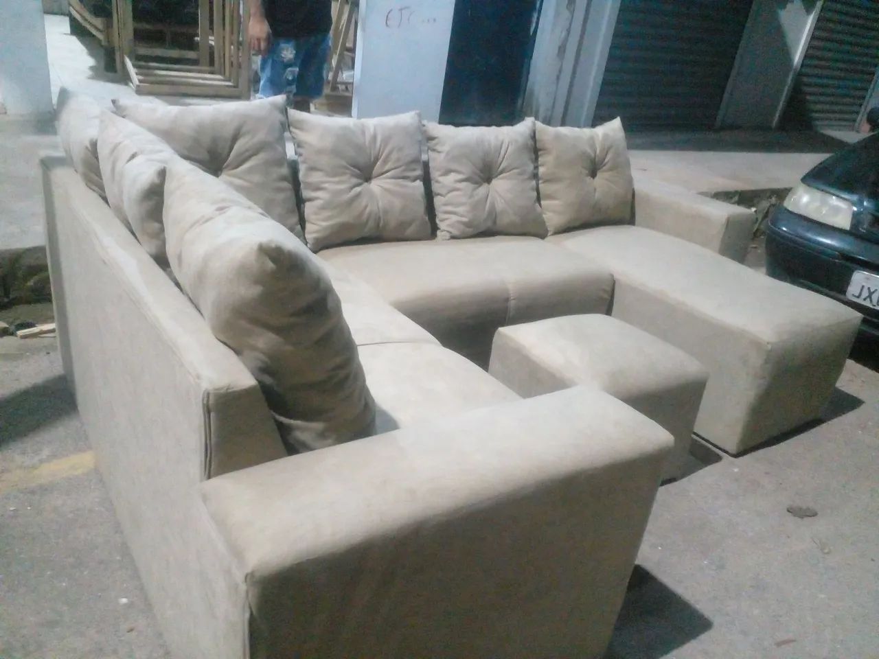 Sofá de Canto em Suede Bege