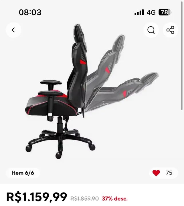 Cadeira Gamer XT Racer Reclinável - nova na caixa - Foto 4