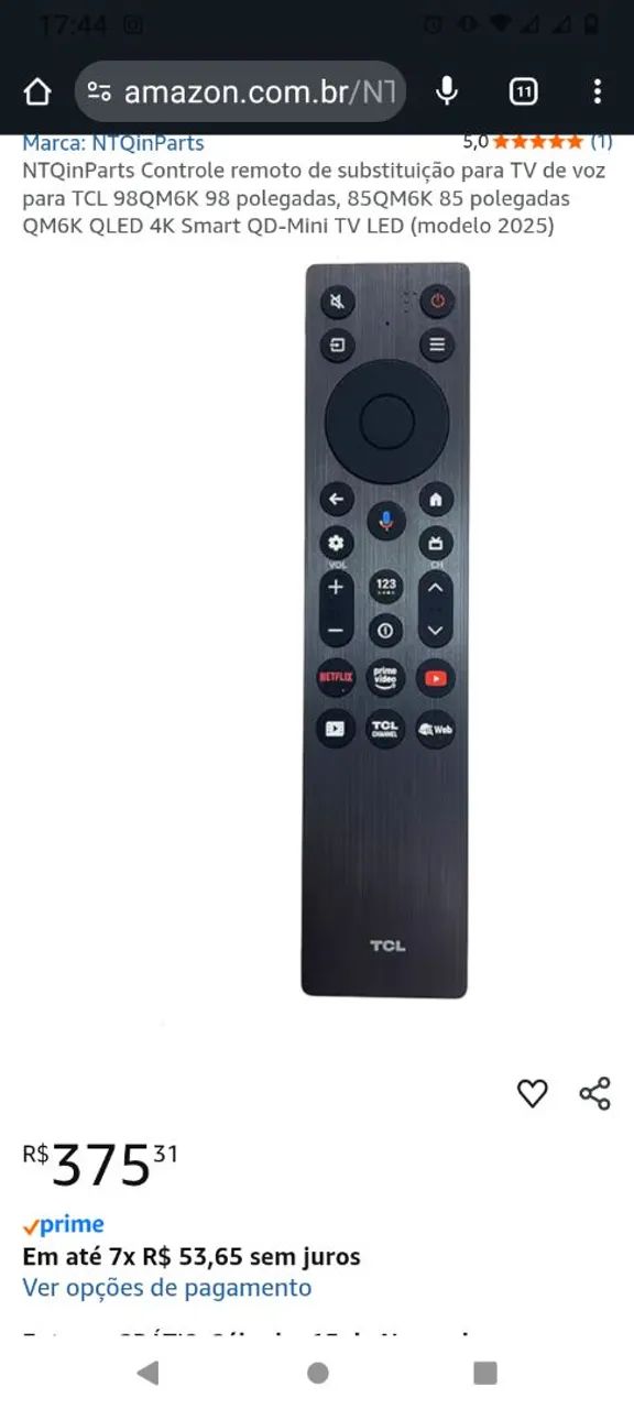 Controle Remoto tv TCL 