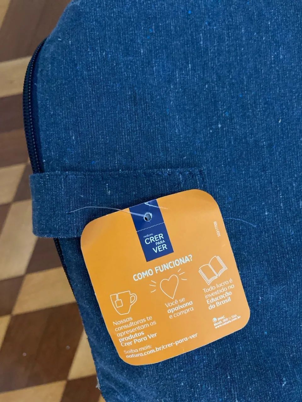 Bolsa de praia GratiDão Azul com Detalhes Laranja - Foto 2