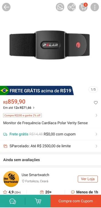 SENSOR ÓPTICO DE FREQUÊNCIA CARDÍACA - POLAR. - Foto 4