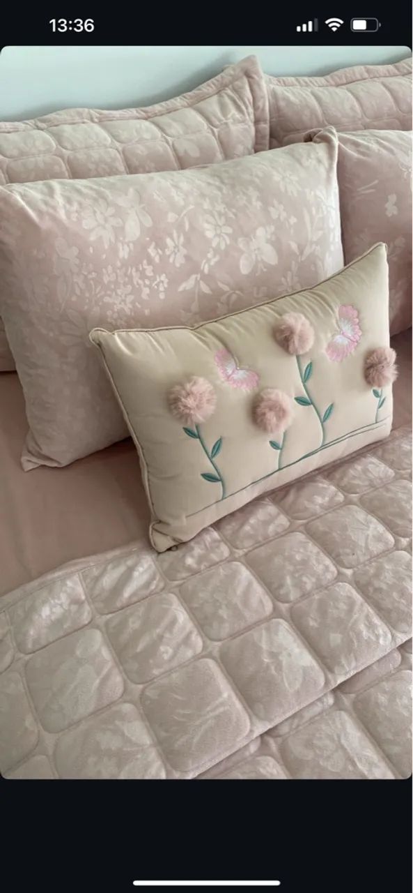 Cobre-leito Rosa Elegante e Confortável - Foto 3