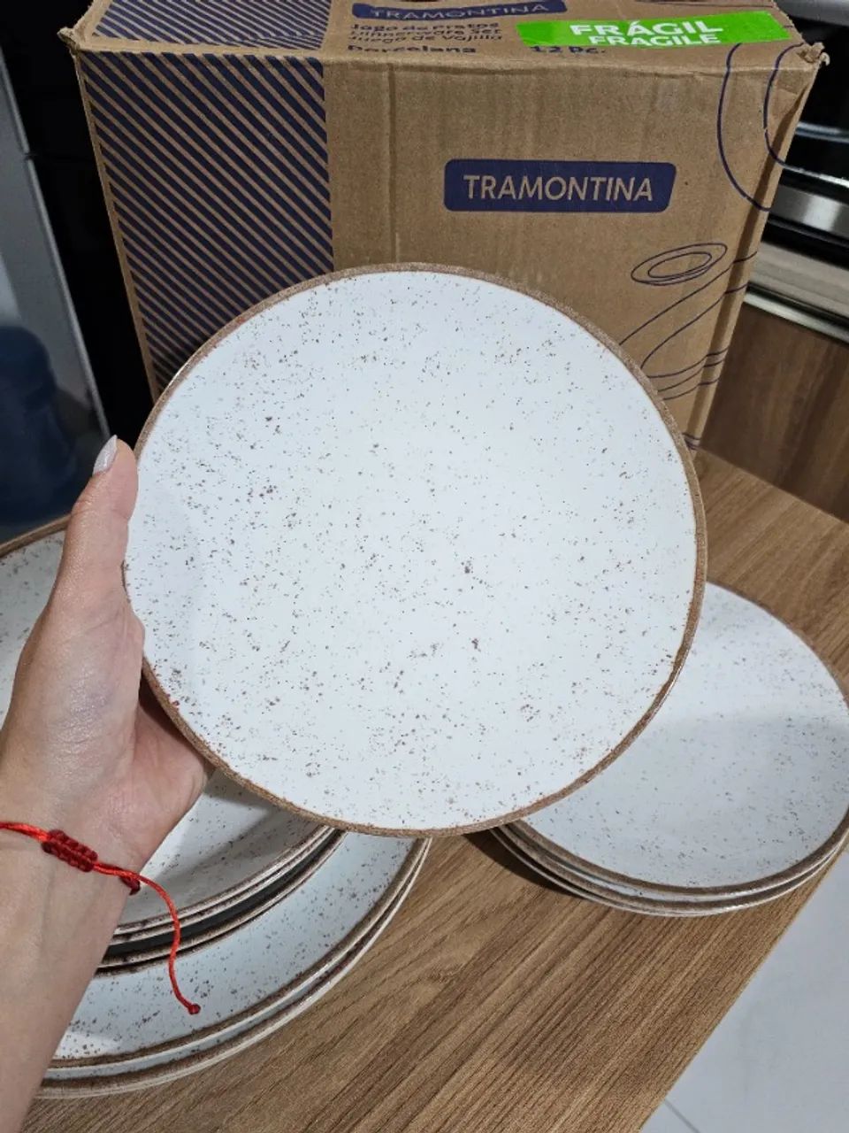 Conjunto De 12 Pratos Rústicos Em Porcelana Decorada Tramontina - Sem utilização - Foto 5