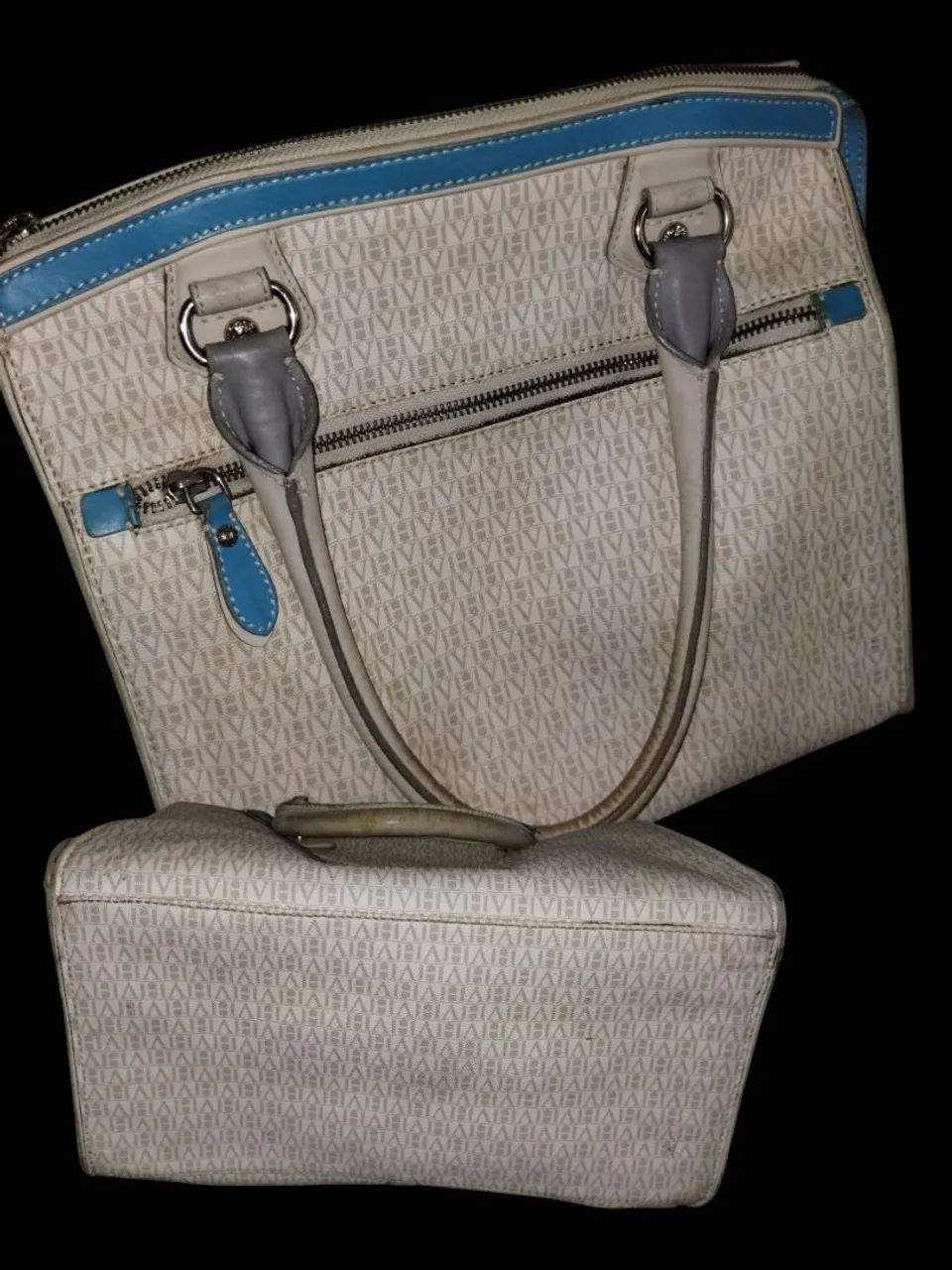 Bolsa Victor Hugo - off e azul -  - Foto 2