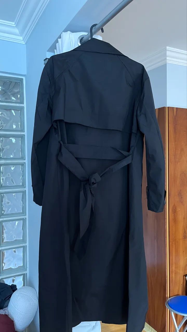 Sobretudo trench coat Preto - Foto 4