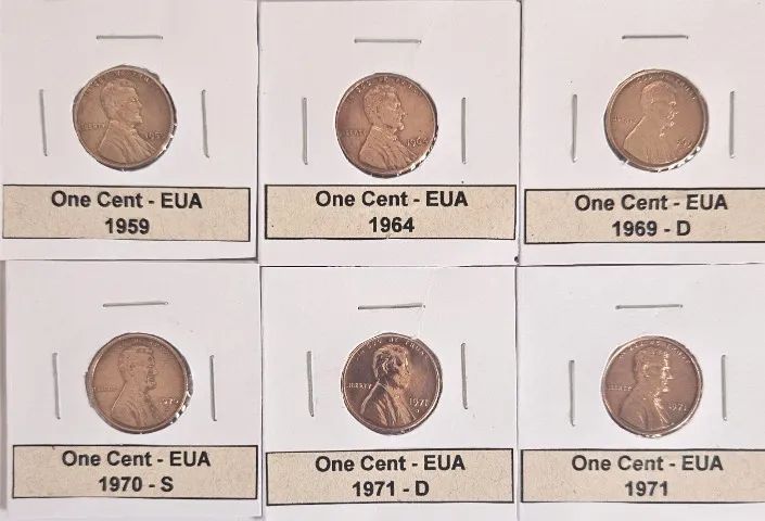 Conjunto Moedas EUA - One Cent - Quarter Dollar - Vários Anos. - Foto 3