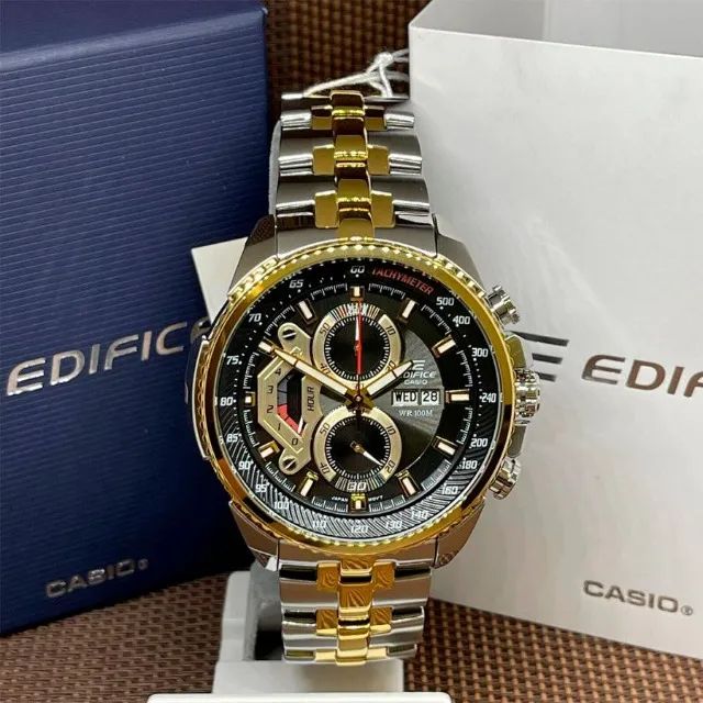 Relógio CASIO EDIFICE Pulseira Jubileu Misto Com Dourado  - Foto 5