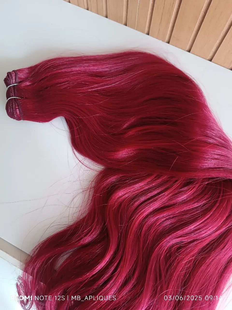 Aplique de Cabelo Vermelho Vibrante - 70cm - Foto 3