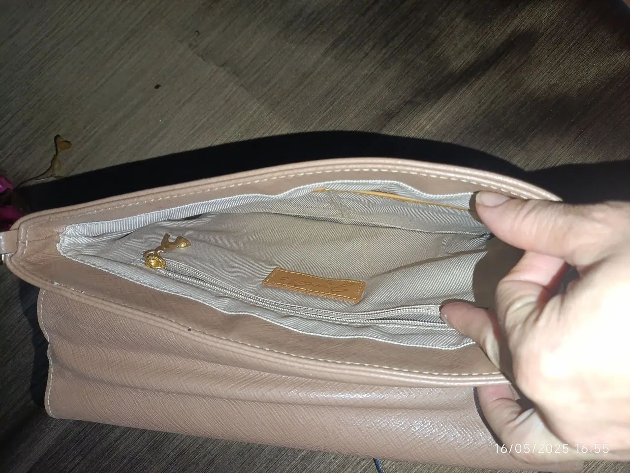 Bolsa de Ombro Bege e Branca - Foto 5