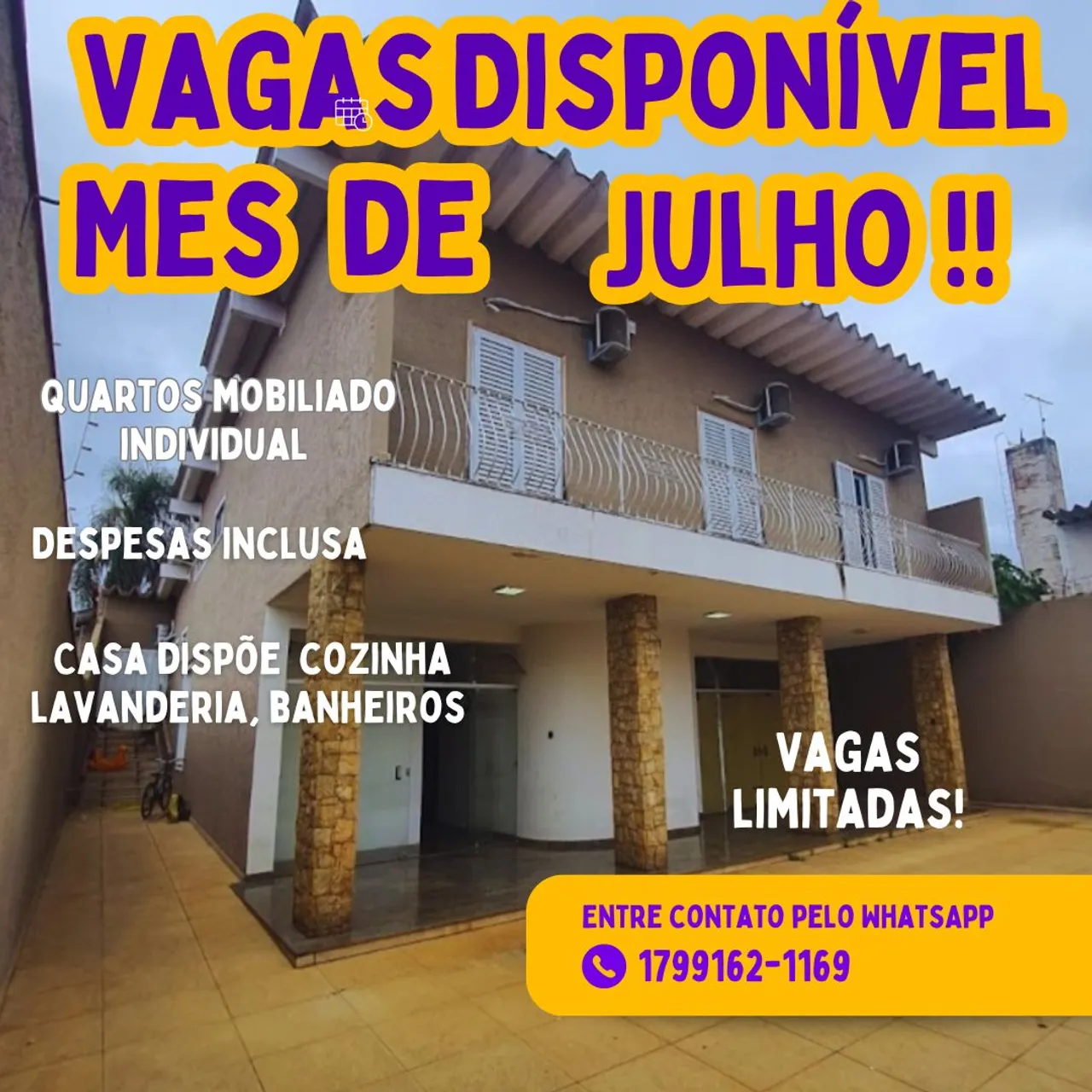 Quartos Mobiliados Individuais - Julho!