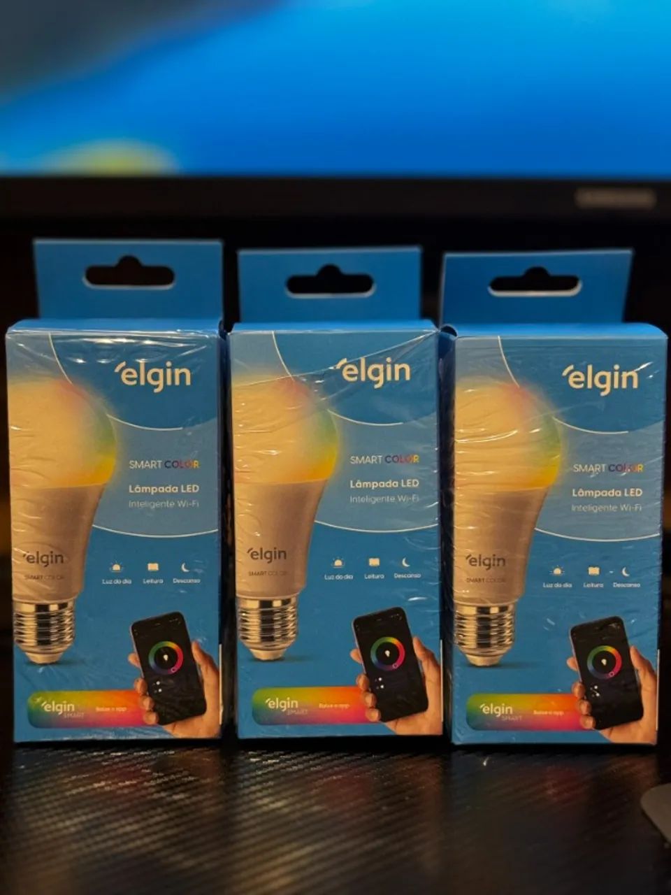 Kit 3 Lâmpada Led Inteligente Wifi Smart - Elgin - Foto 5
