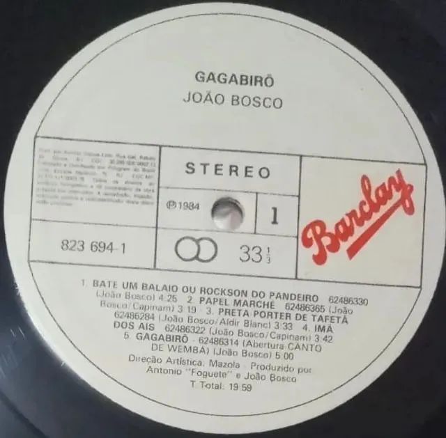 LP-João Bosco-Gagabirô-Ano-1985-Com encarte - Foto 3