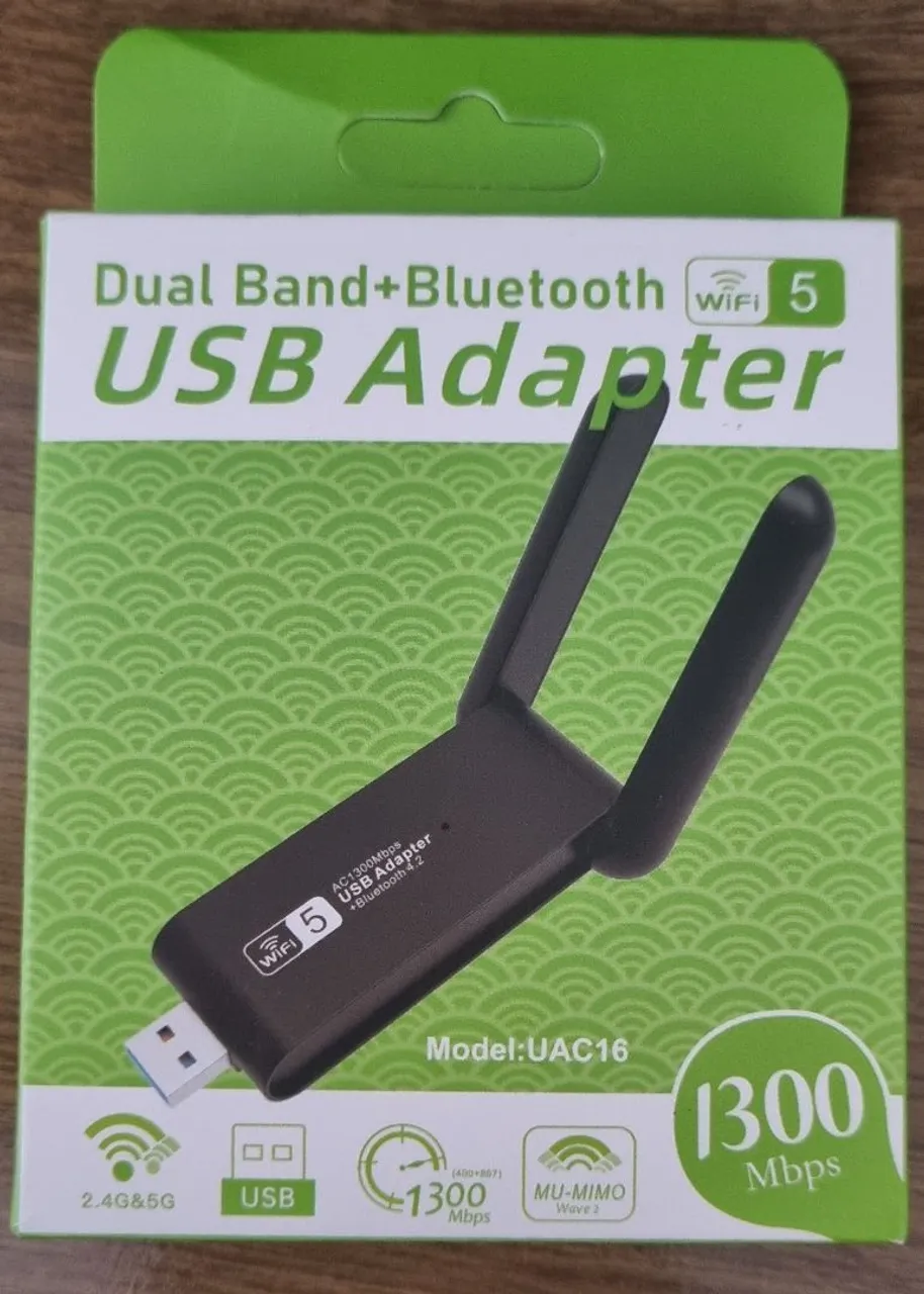 Adaptador USB Dual Band Wi-Fi e Bluetooth 5 - 1300Mbps