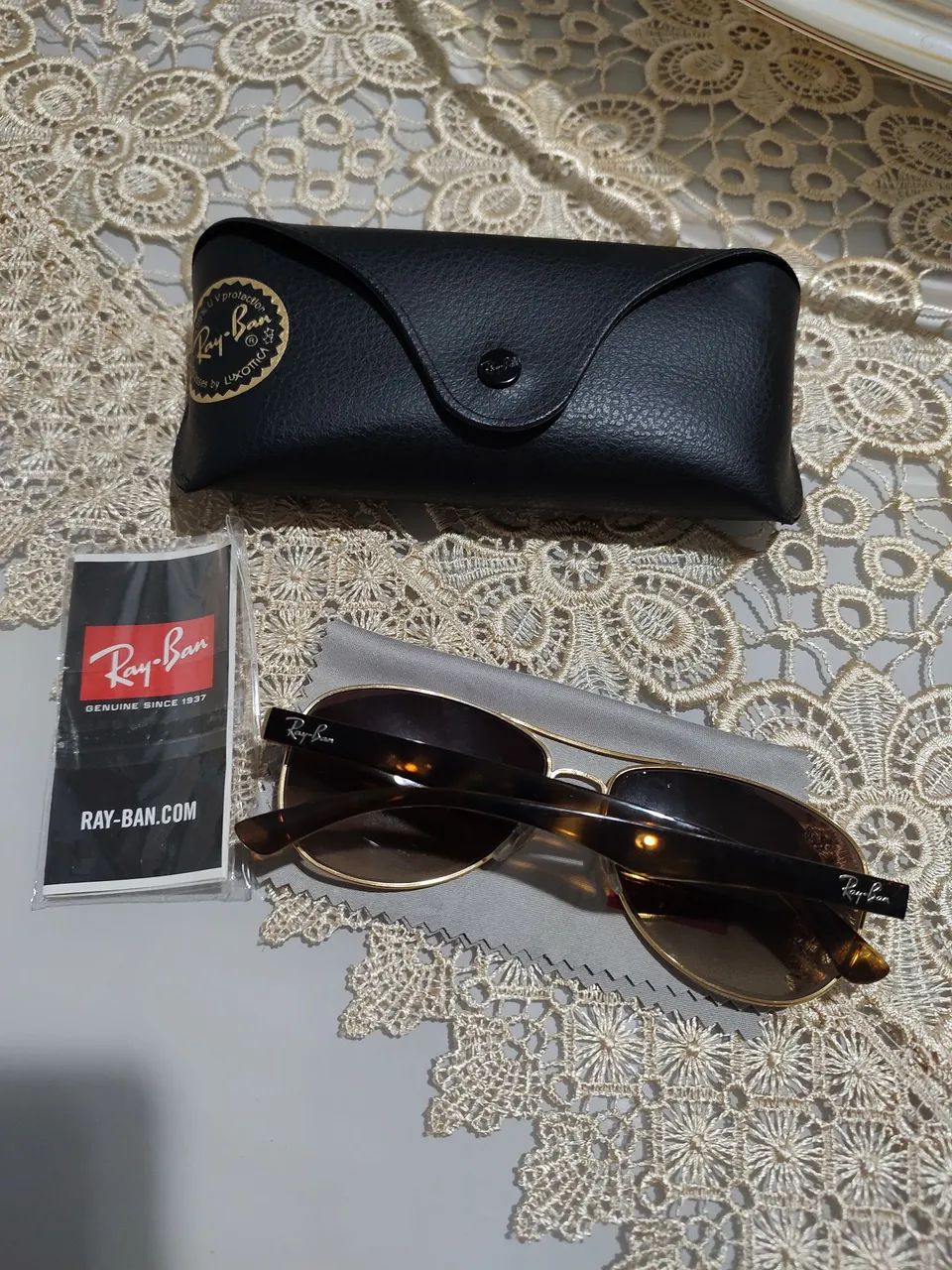 Óculos Ray-Ban Aviator Dourado - Original - Foto 2