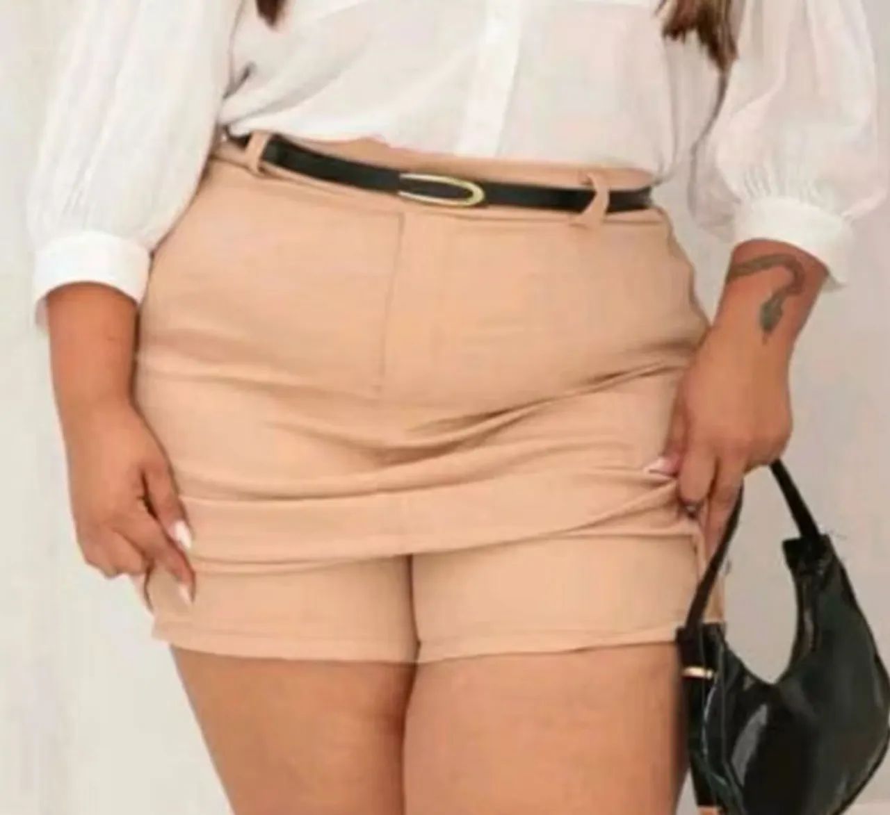 Saia Short de Alfaiataria Bege Plus Size zona leste  - Foto 3