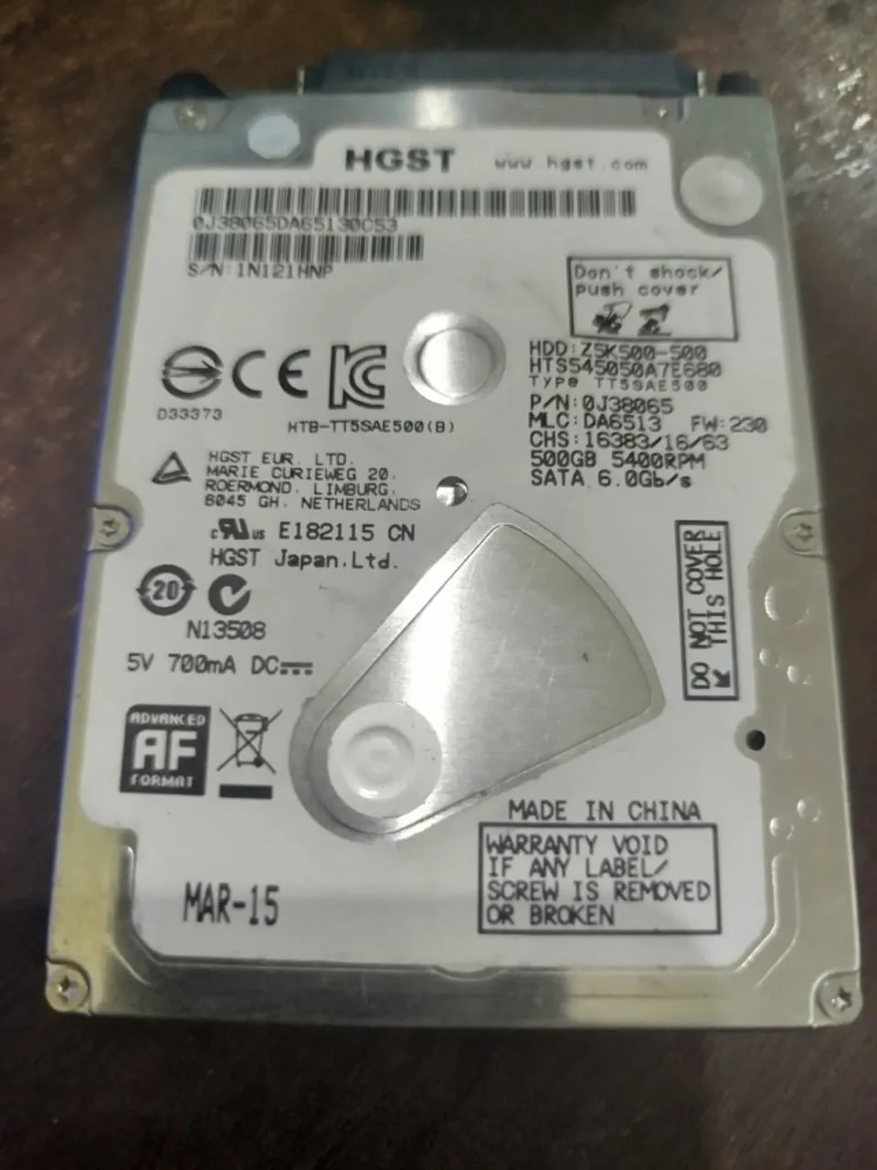 HD P/ NOTEBOOK HGST 500GB 2,5