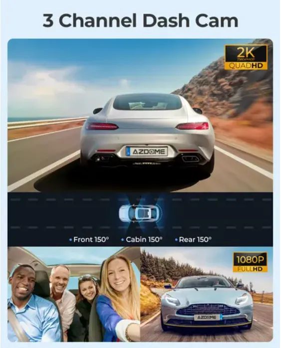Azdome dash cam m550 pro conjunto com kit de fio rígido 4k + 1080p 3.19 "ips 5.8ghz wifi g - Foto 3