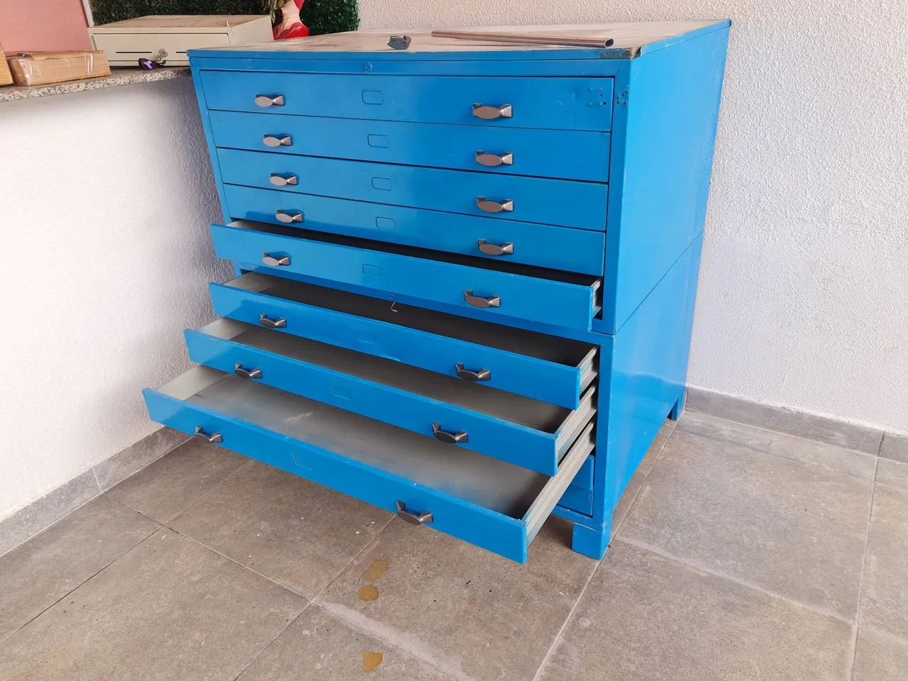 Armário de Aço Azul para ferramentas com 8 Gavetas. Grande  1,20x1,25x81cm, único!! - Foto 3