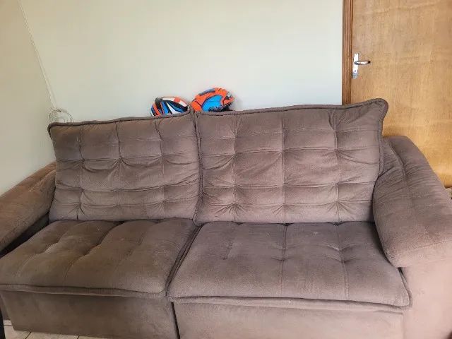 Sofa Modular em  Veludo Marrom com Acento Retrátil e Encosto Reclinável - Foto 2
