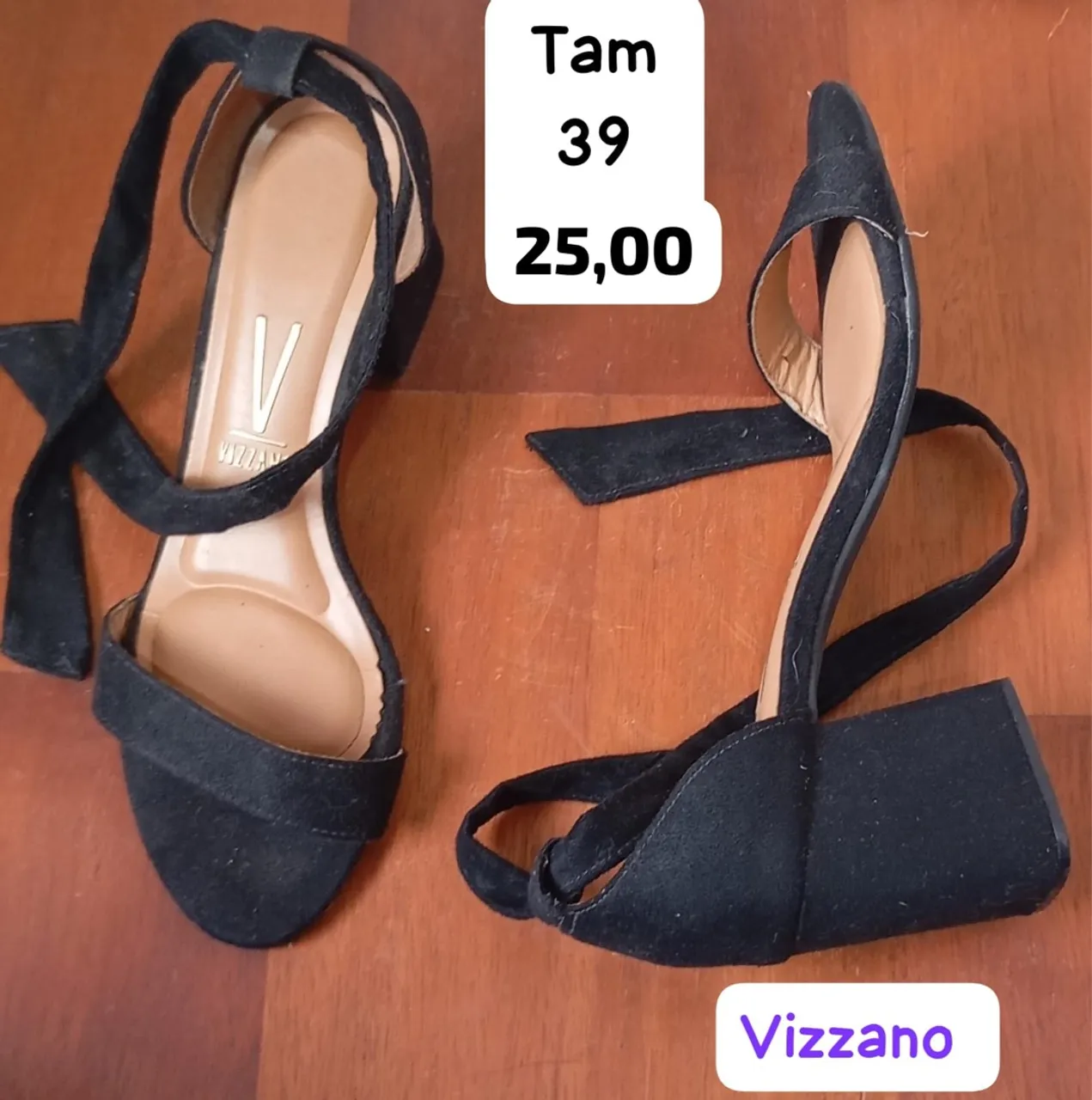 Sandália Vizzano Preta Salto Bloco Tam 39