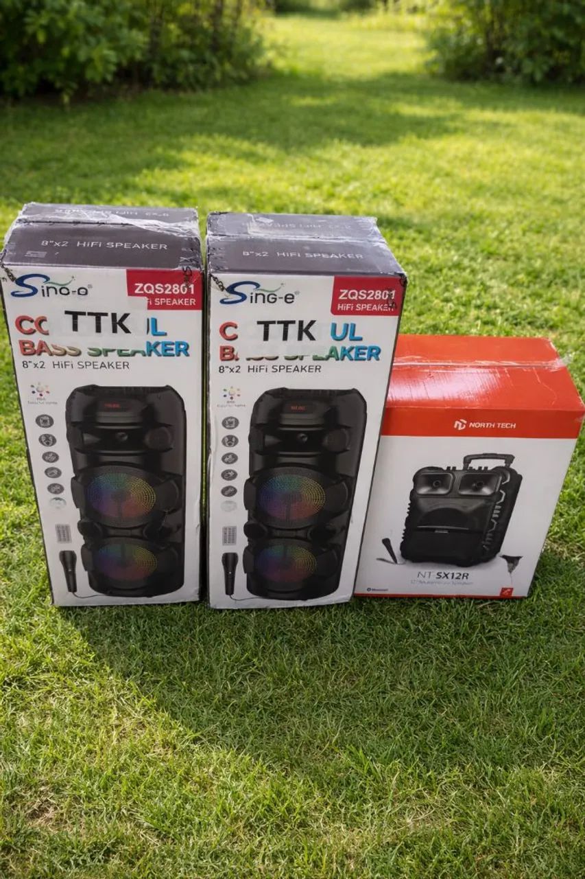 Caixas de Som Torre Amplificada Auto 2x8 Com LED
