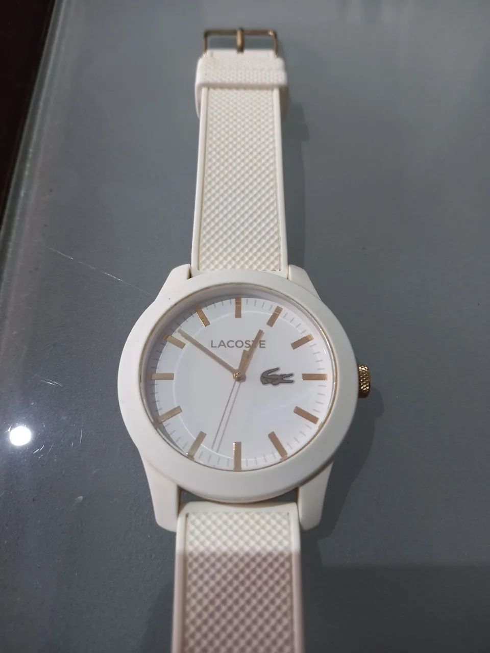 Relógio Lacoste Branco/Dourado ORIGINAL 