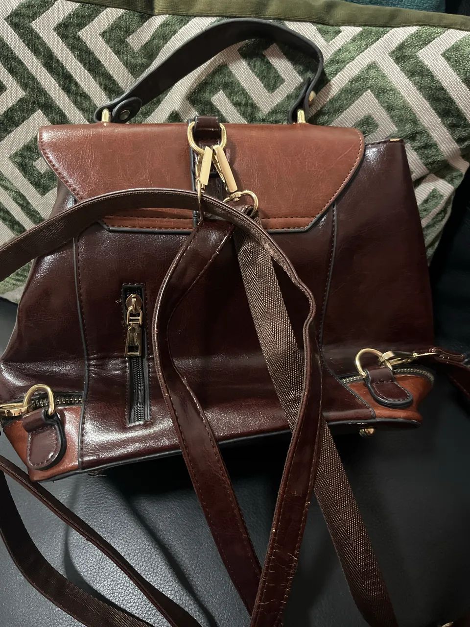 Mochila de couro marrom  - Foto 3