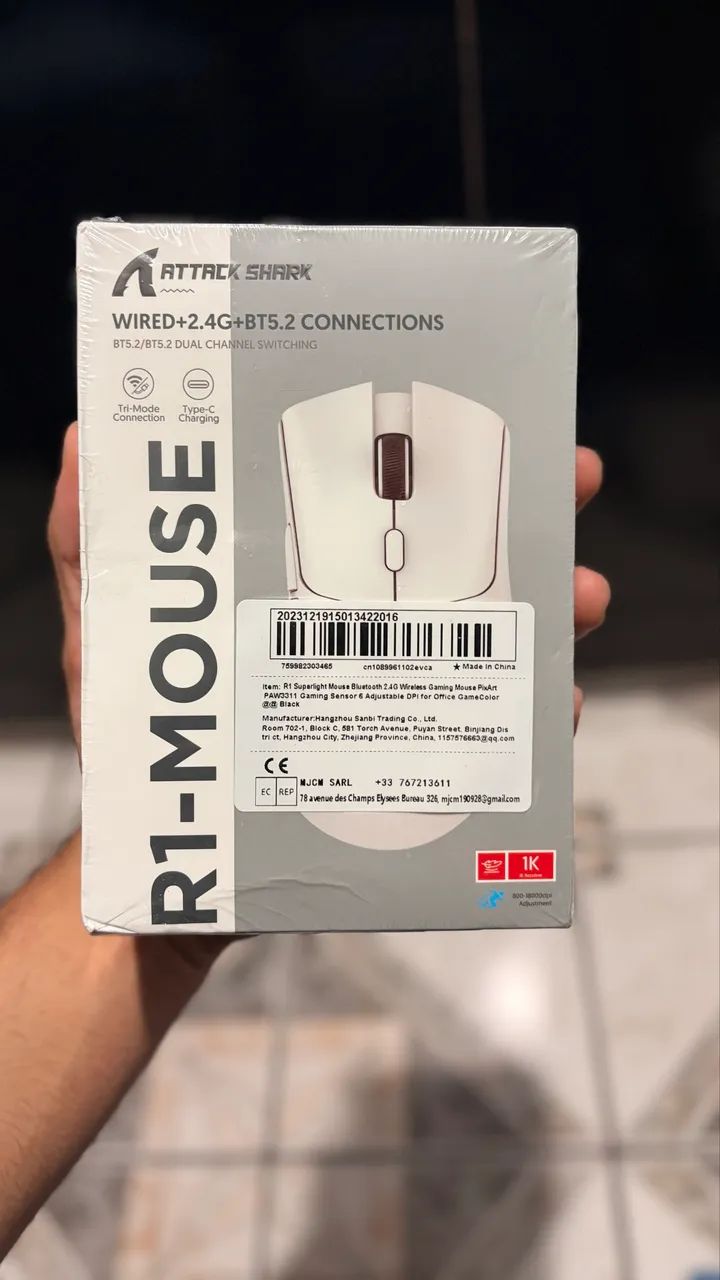 Mouse Gamer Attack Shark R1 Branco - Lacrado