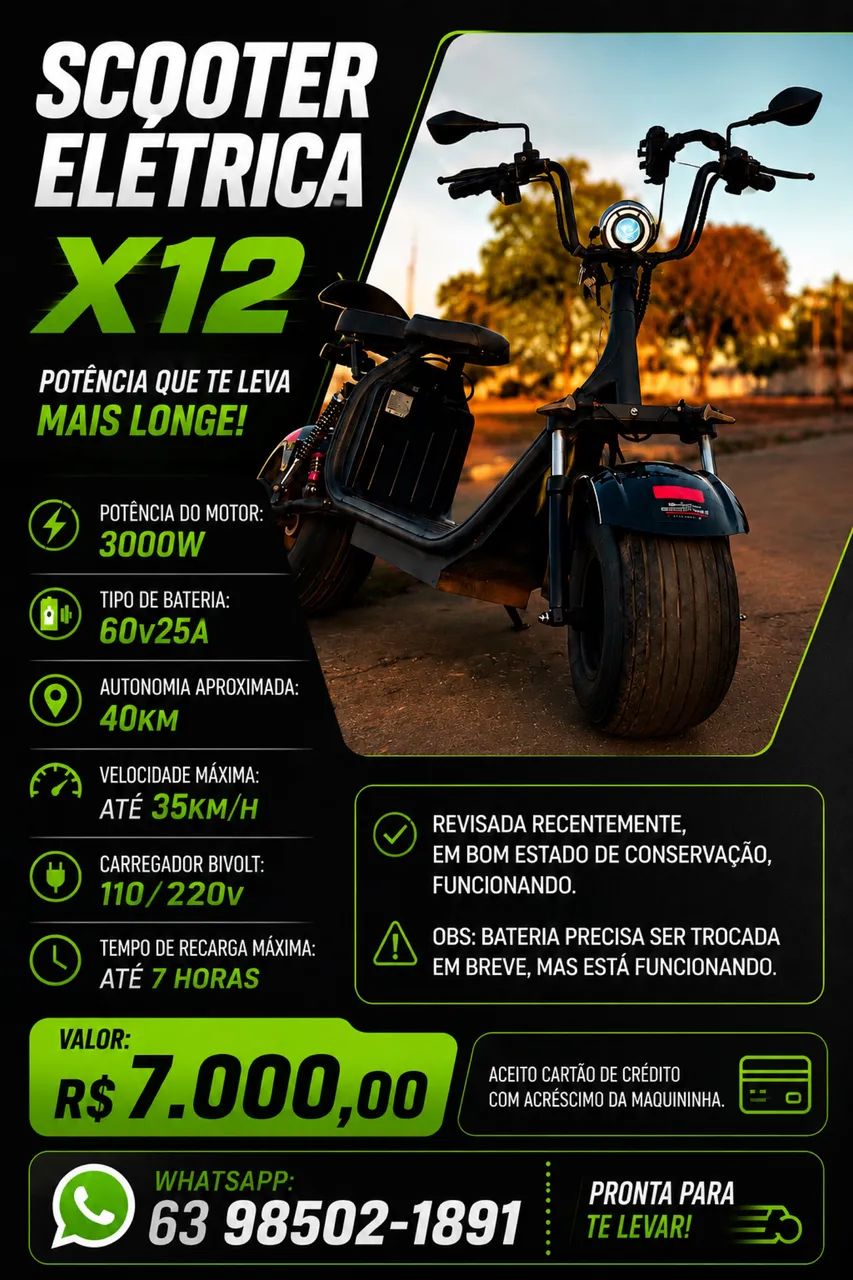 Scooter elétrica 3000w