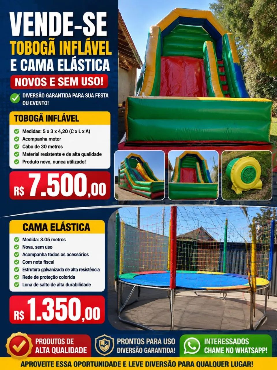 Vendo Tobogã Infláveis e Cama Elástica 