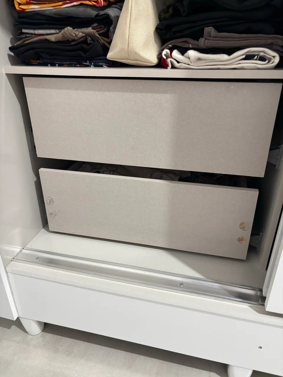 Guarda-Roupa Solteiro com Espelho 2 Portas de Correr e 2 Gavetas Branco - Foto 4