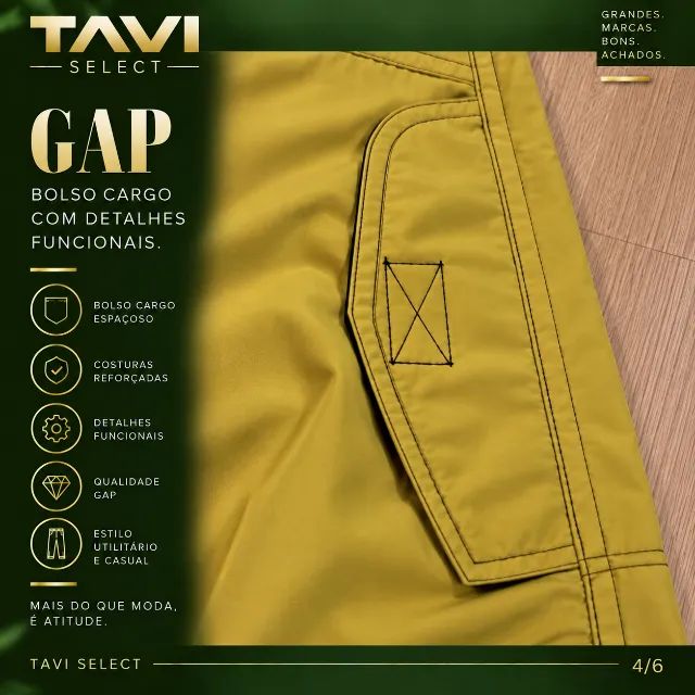 Calça GAP Cargo Amarela - M - Foto 4