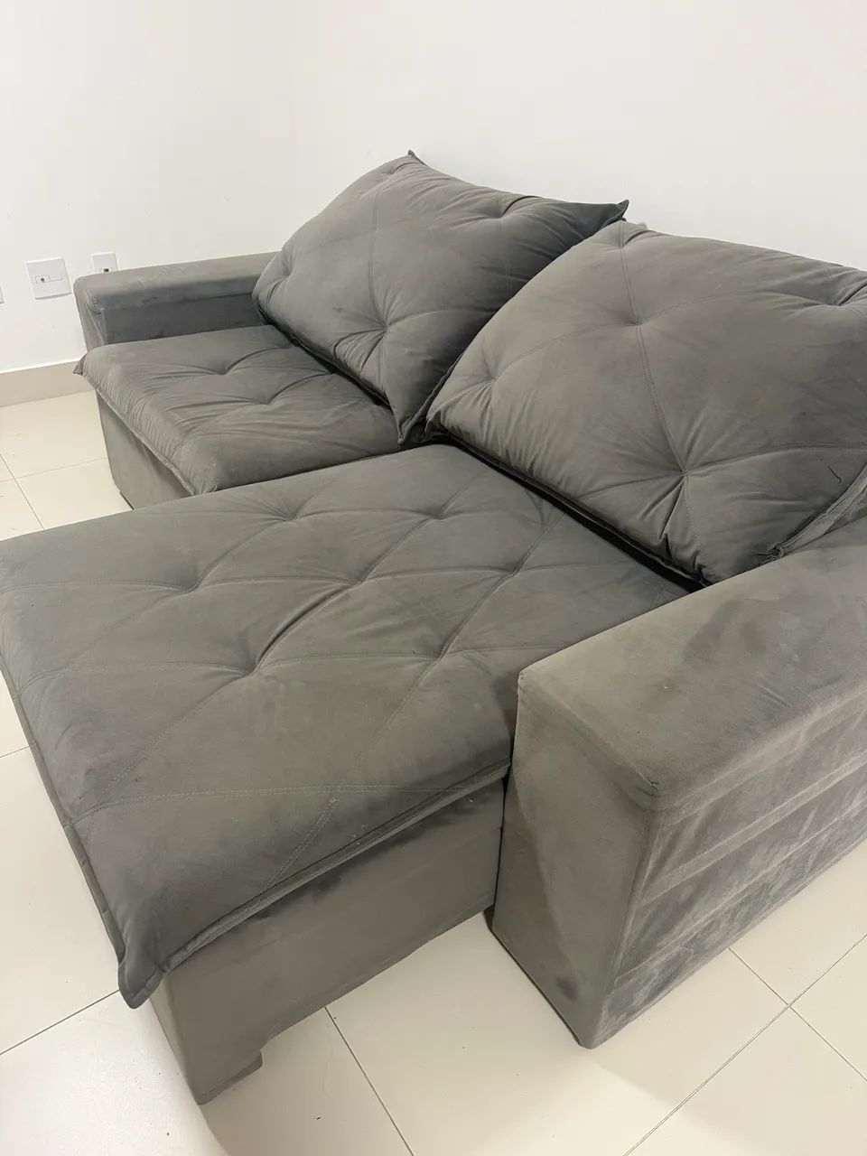 Sofá Retrátil e Reclinável 2 Lugares em Suede - 2,30 m - Foto 3