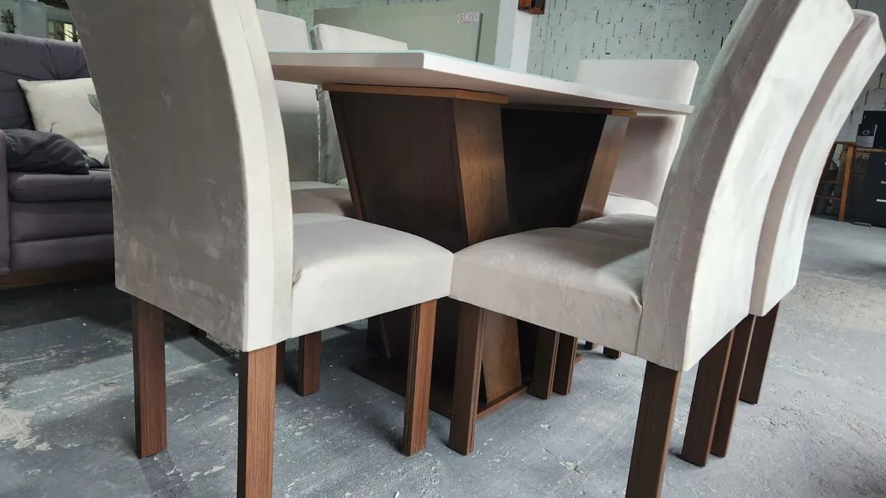 Conjunto de mesa de sala de jantar em 6 lugares  - Foto 3
