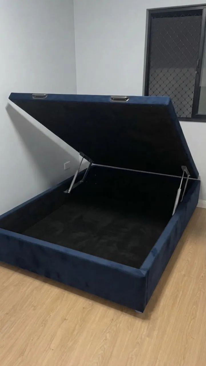 Baú Casal Suede azul Marinho