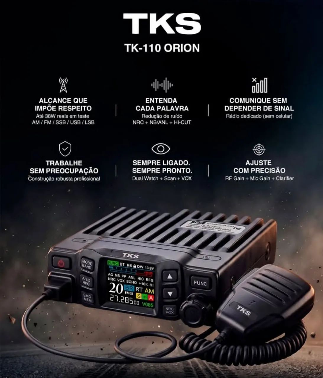Rádio PX Lançamento TKS Orion TK110 AM FM SSB até 30W 