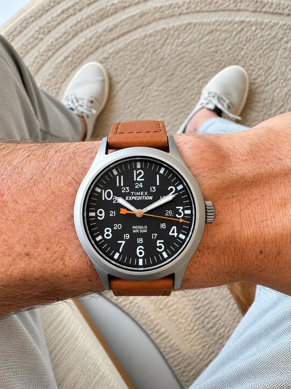 Relógio Timex Expedition Scout 40mm prata e couro - Foto 4