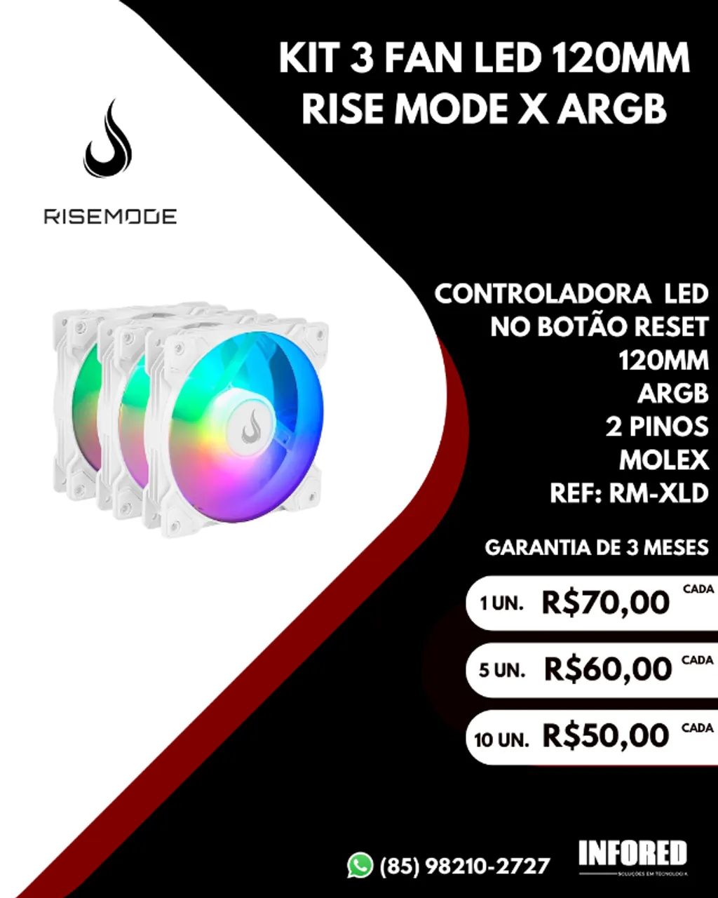 Kits de Fans RGB e ARGB - Ventilação Gamer - Foto 4