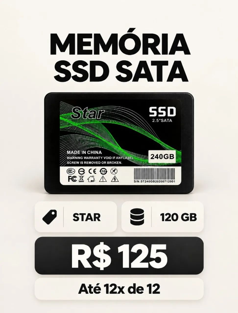 SSD SATA 120 GB STAR