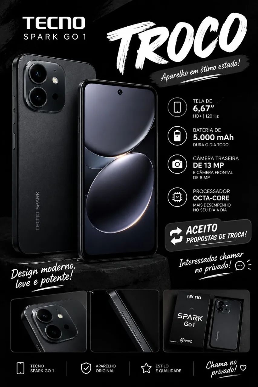 Troco Tecno spark go 1 em iPhone 11 ou xr - Foto 2
