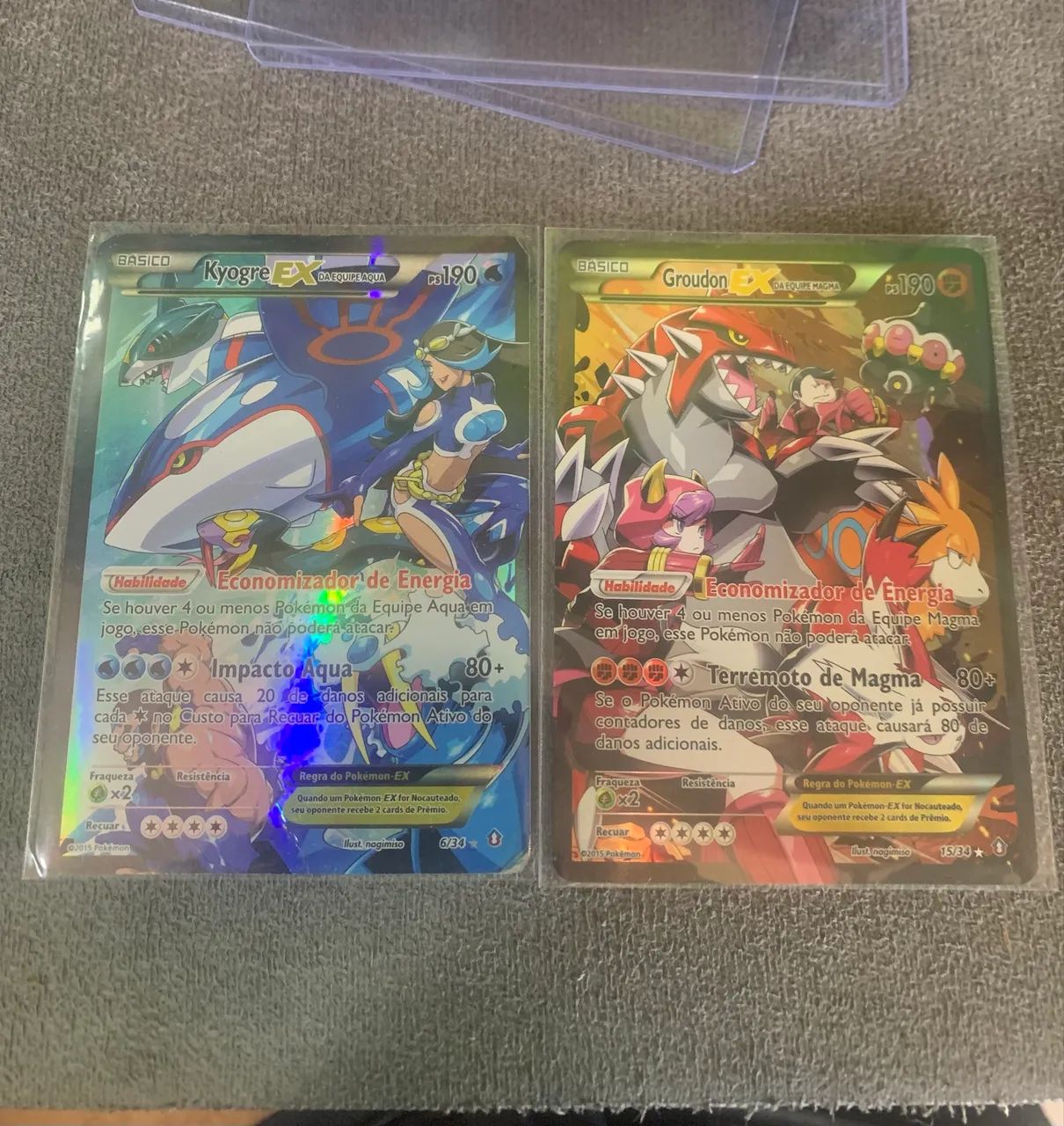 Cartas Ex Groudon e Kyogre (Crise Dupla)