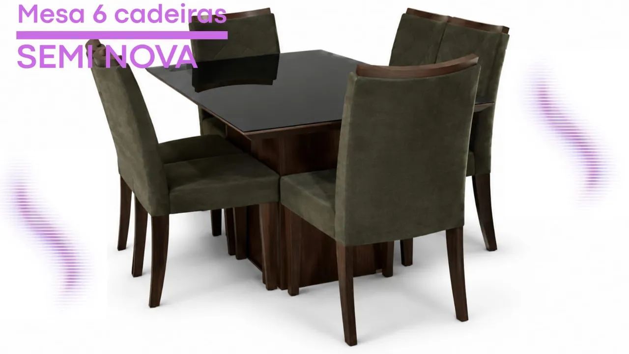 Vendo mesa semi nova com 6 cadeiras 