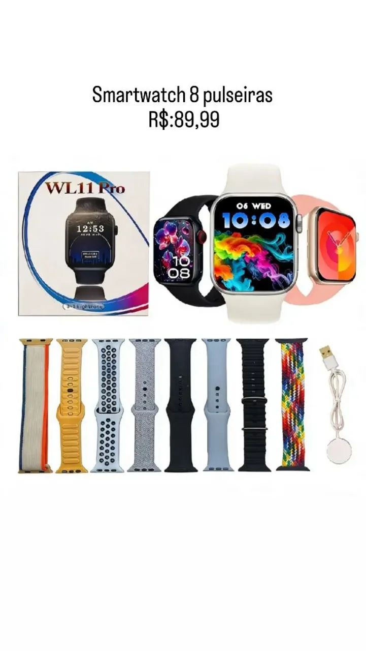 Smartwatch WL11 pro com 8 pulseiras 