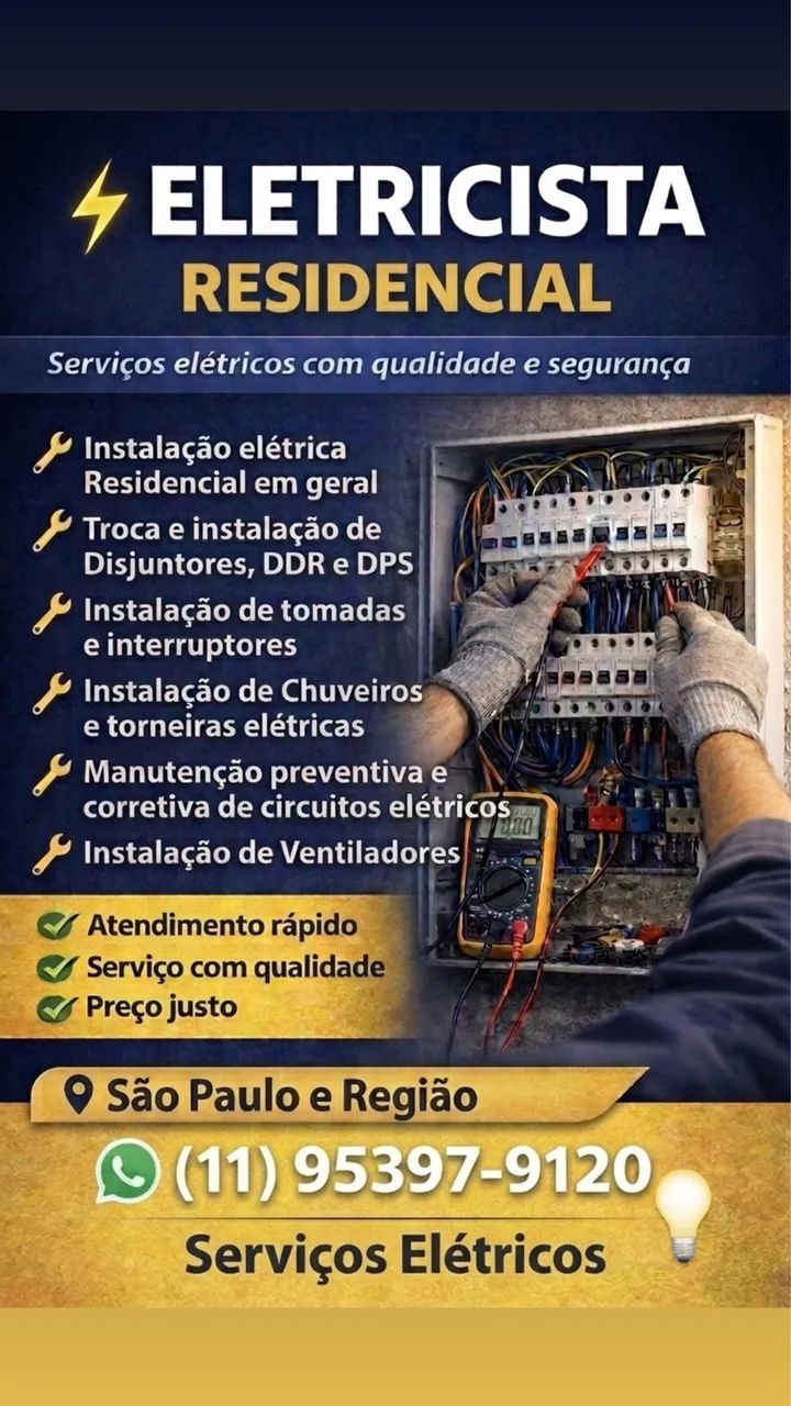 Serviços elétricos - Eletricista Residencial 