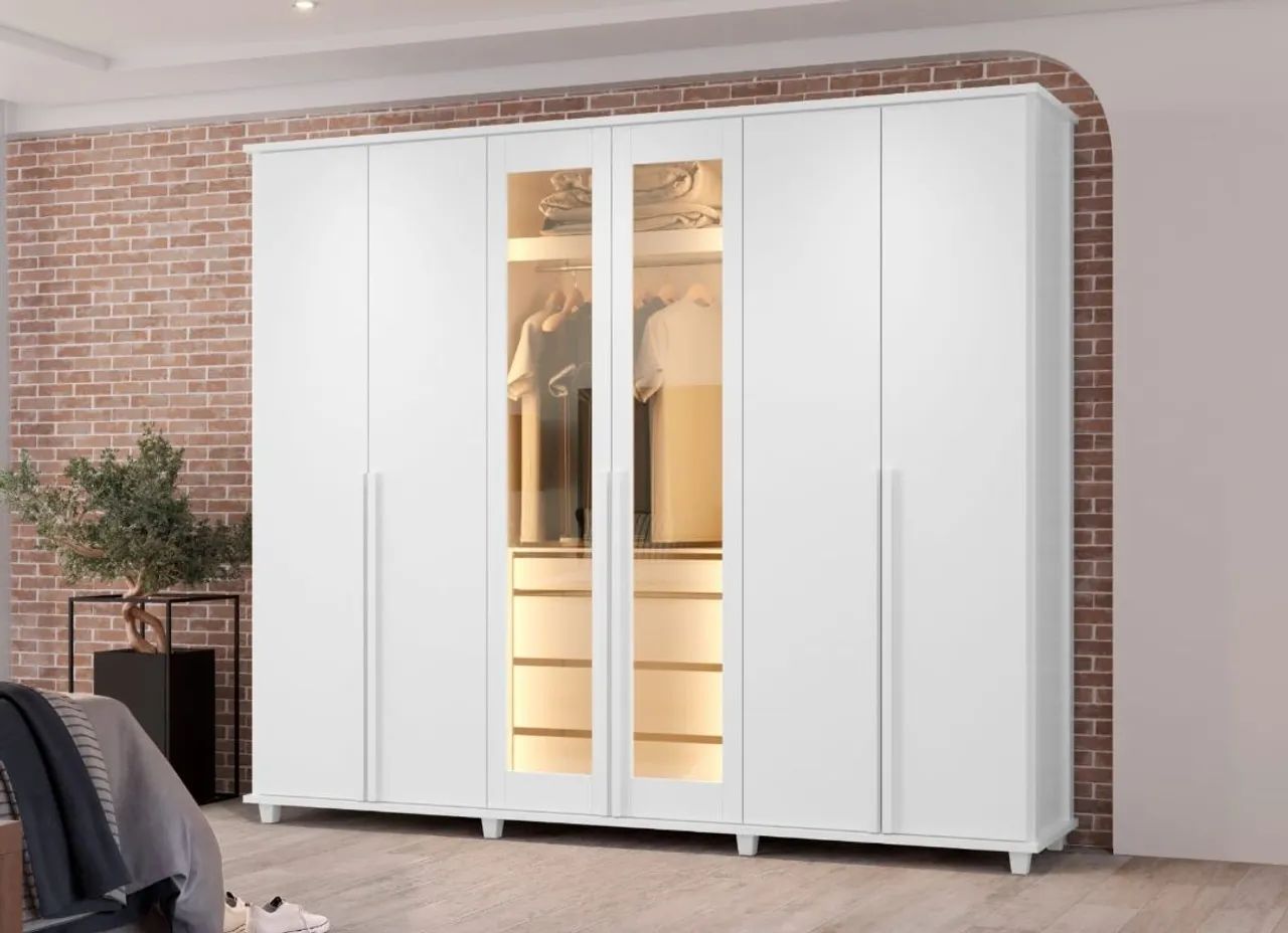 Guarda roupa com led grande casal