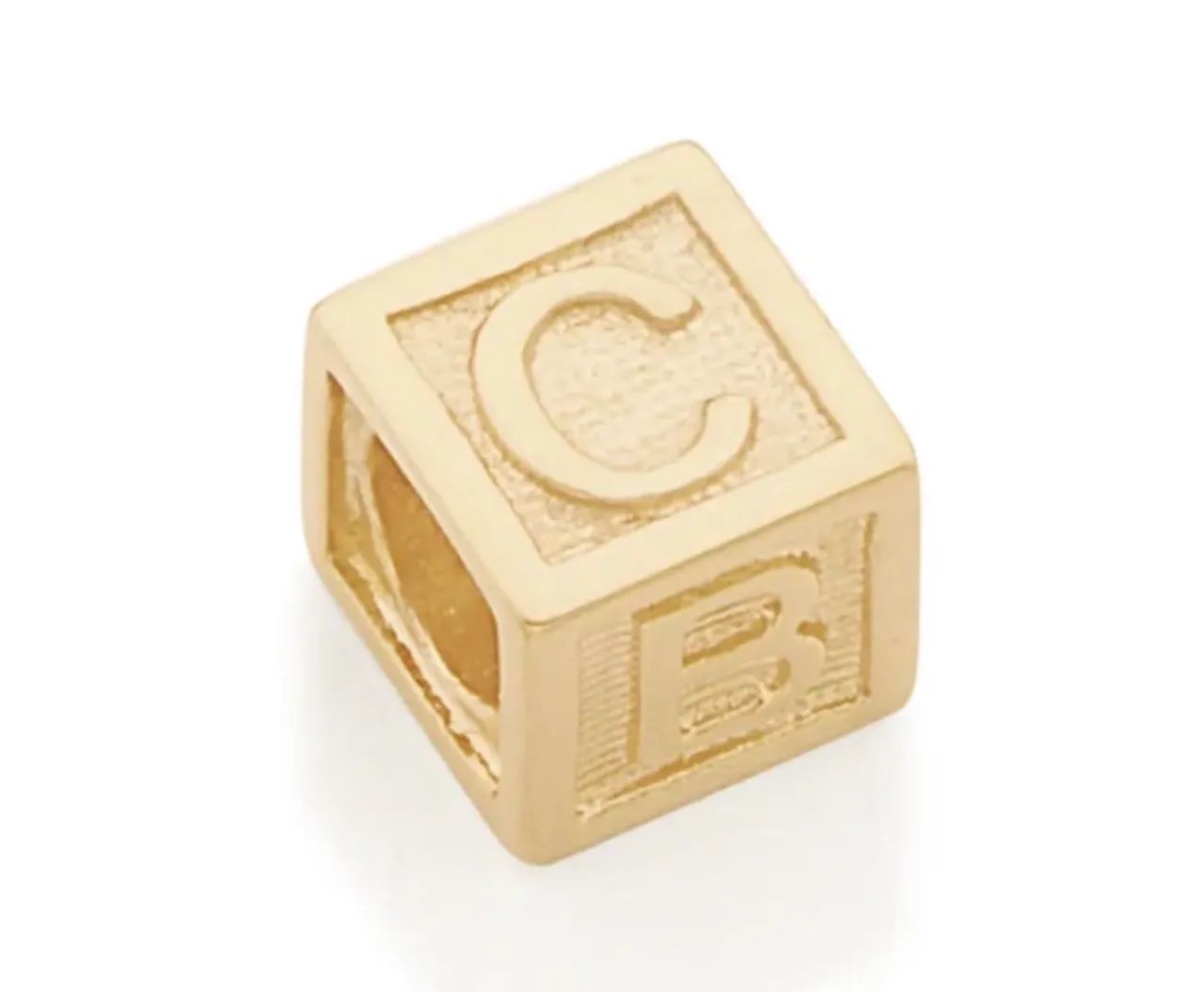BERLOQUE BANHADO A OURO 18K NO FORMATO DE CUBO ABC E ESTRELA