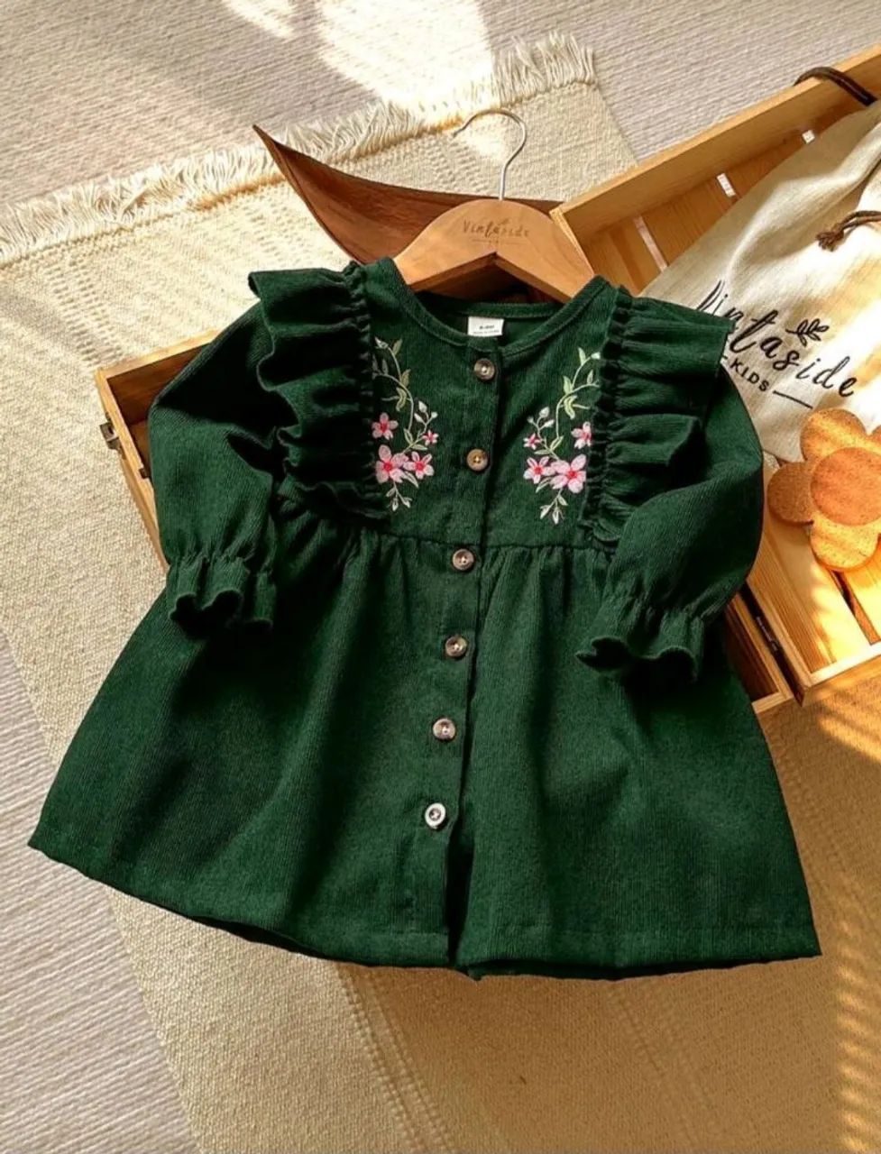 Vestido bebê 9 a 12 meses verde - Foto 2