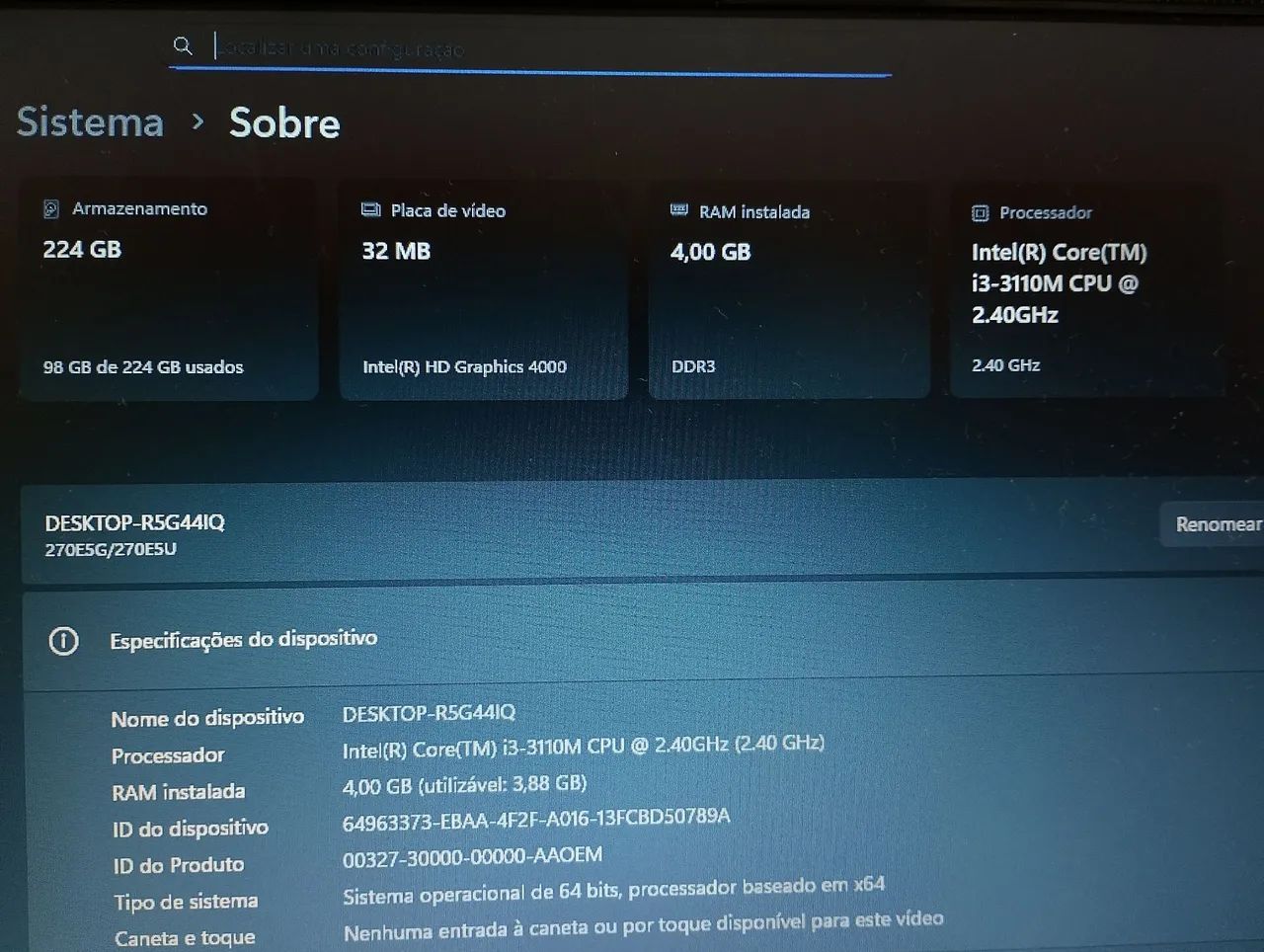 Notebokk samsung i3